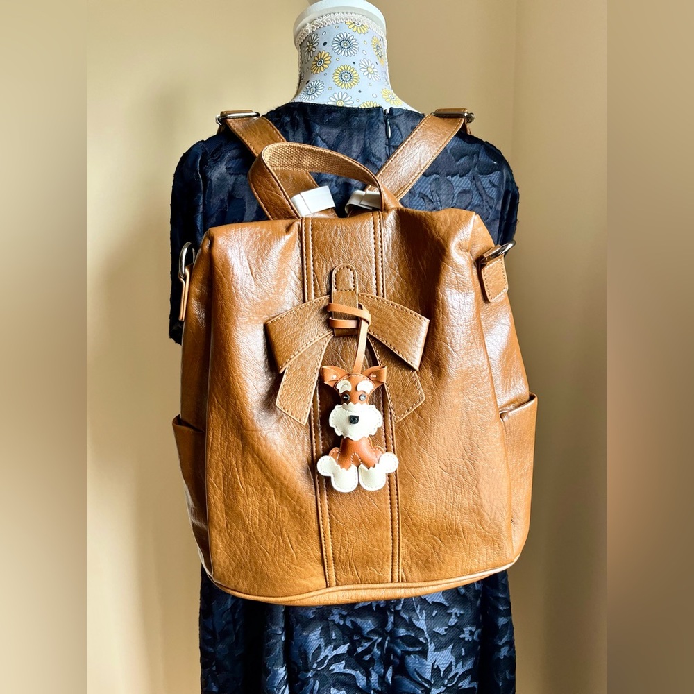 Tan Leatherette Women's Boho Backpack